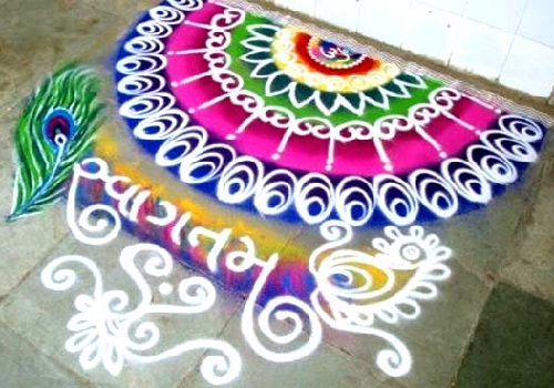 Pusė rato spalvingi Rangoli