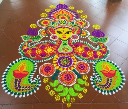 Renkli Maa Durga Rangoli