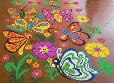 Gražus spalvingas drugelis Rangoli