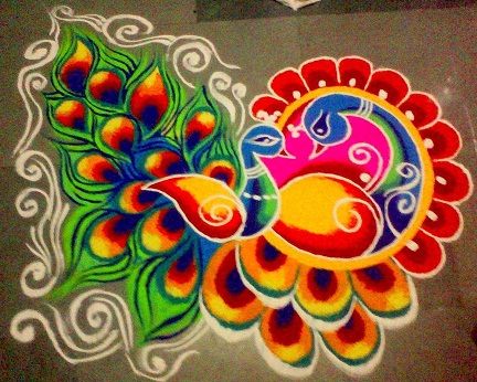 Müthiş Tavuskuşu Göleti Renkli Rangoli