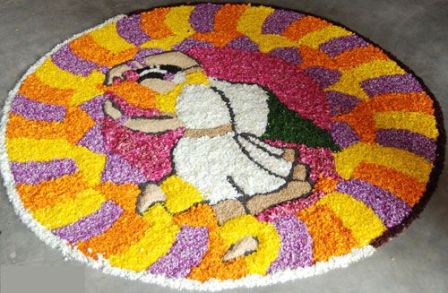 „Rangoli“ dizainas su šokančiomis figūrėlėmis