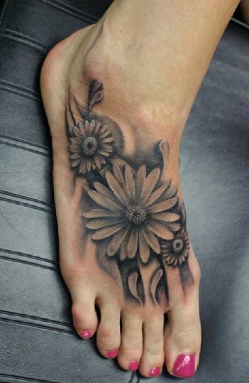 3D Daisy tatuiruotės dizainas