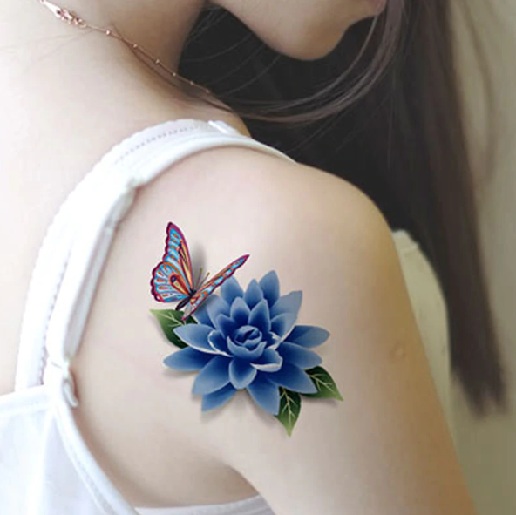 Drugelio gėlių tatuiruotė
