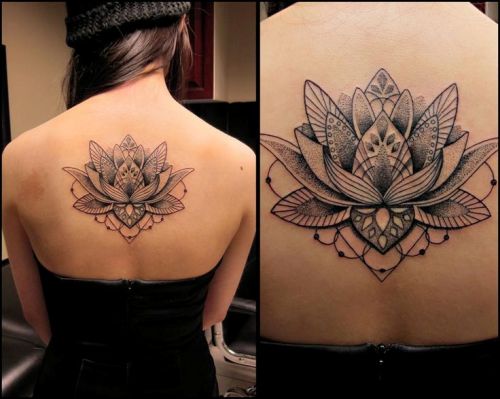 „Lotus“ gėlių tatuiruočių dizainas mergaitėms