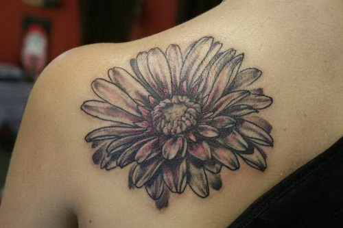 Daisy gėlių tatuiruotės moterims