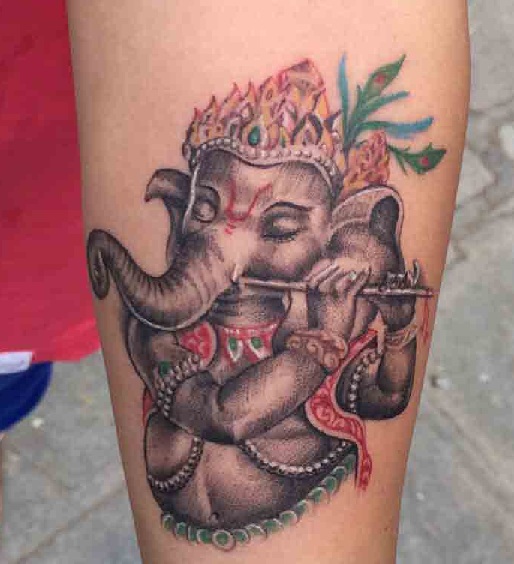 Muzikiniai Ganesha tatuiruočių dizainai