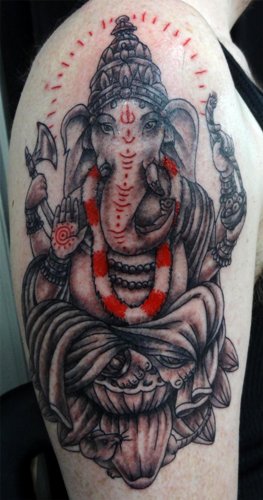 Paprasta lordo Ganesha tatuiruotė ant rankos