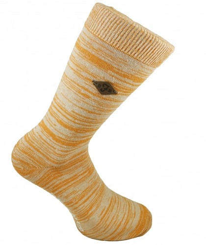 Altın Sarısı ve Fildişi Desenli Erkek Çorap