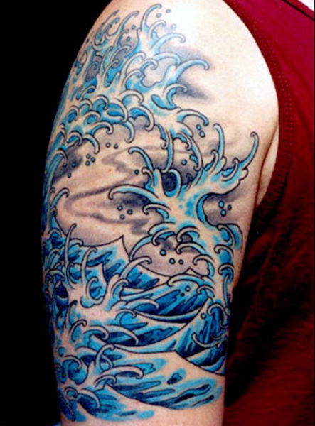 „Miami Ink“ purslų bangų tatuiruotė ant rankos