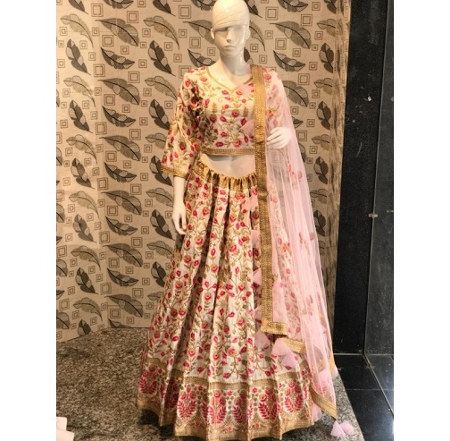 Ham İpek Çiçek Lehenga