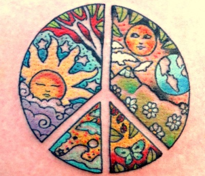 Meninio taikos simbolio tatuiruotės dizainas