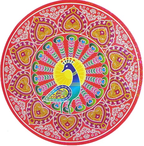 „Peacock Print“ stiklo lipdukas