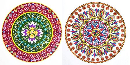 Įvairių spalvų Rangoli dizainas