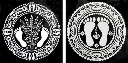 „White Footsteps Rangoli“ dizainas