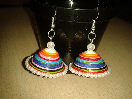 Gökkuşağı Quilling Jhumkas