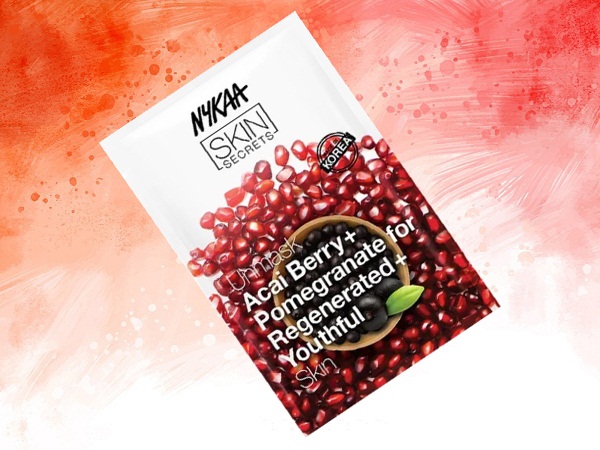 „Nykaa Skin Secrets Acai Berry“ + granatų lakštų kaukė