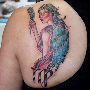 Mergelės angelo tatuiruotė