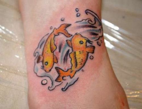 Žuvų Zodiako tatuiruotė ant kulkšnies