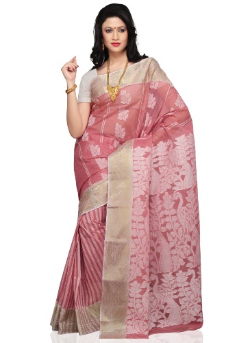 Tant Sarees -Pembe Beyaz Pastel Tant 5