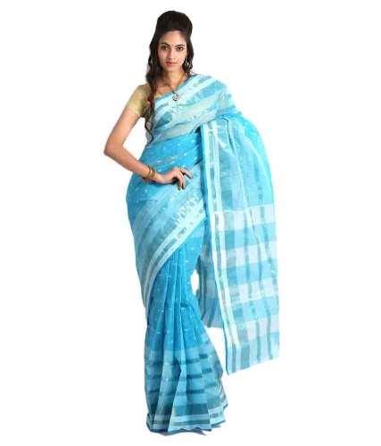 Tant Sarees -Mavi Beyaz Tant Cotton 6