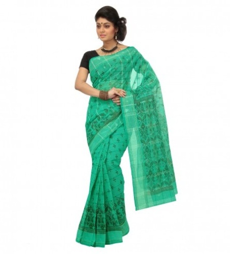 „Tant Sarees“ -žalia ir kreminė „Tant Cotton Saree“ 8