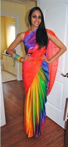 Çok Renkli Tasarımcı Baskılı Sari