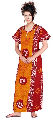 Batik Baskılı Pamuklu Gecelik