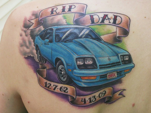 RIP tėčio automobilio tatuiruotės