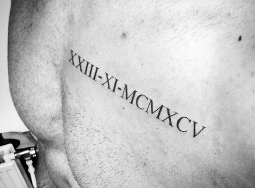 Romėnų abėcėlės tatuiruotė