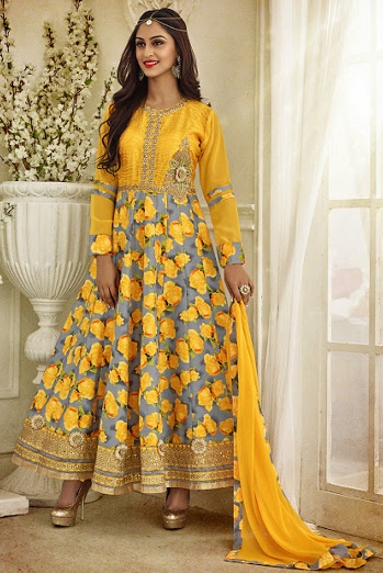 Geltona ir sidabrinė Salwar Kameez
