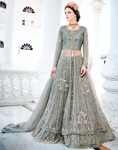 Sidabrinis išgalvotas Anarkali Salwar kostiumas