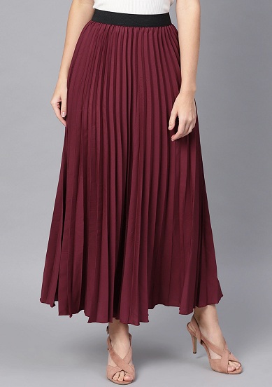 Bordo spalvos plisuotas sijonas