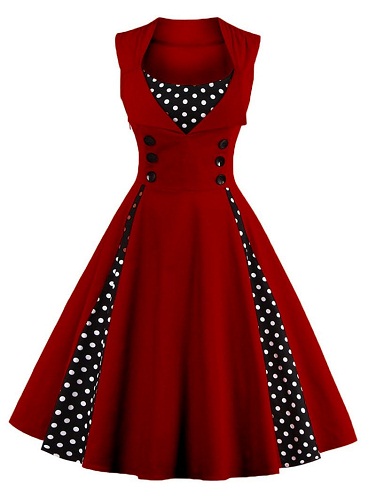 Vyno raudonos retro suknelės dizainas