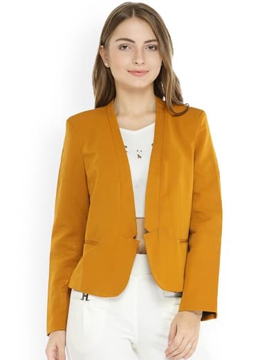 Bayan Kısa Sarı Blazer