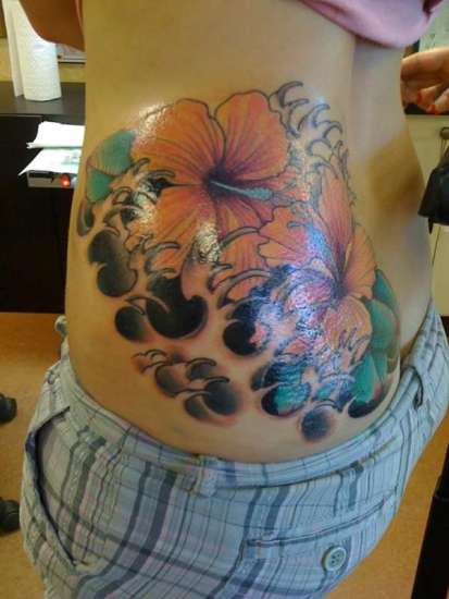 3D efektas Hibiscus tatuiruotė