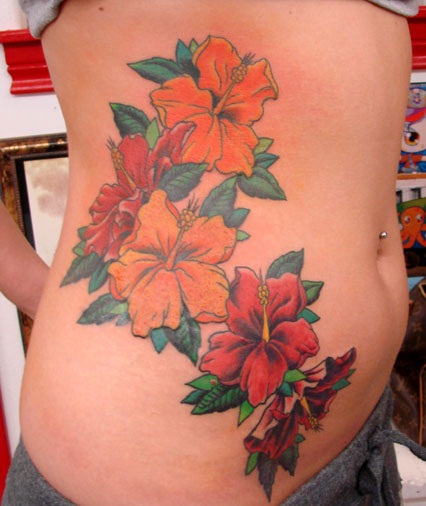 Unikalus Hibiscus tatuiruotės dizainas
