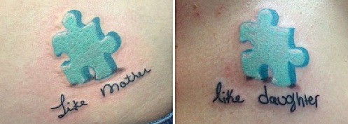 Madingas motinos dukros tatuiruotės dizainas
