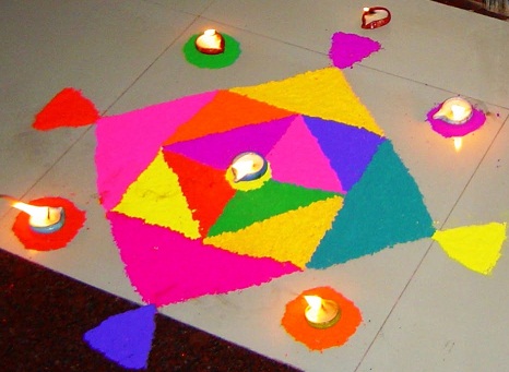 Çocuklar için Geometrik Şekilli Rangoli Tasarımı