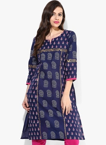 Riya Navy Blue atspausdinta Kurti