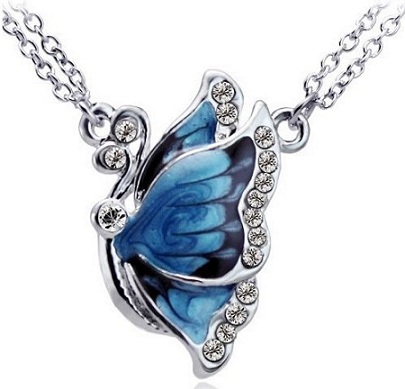 Dizainerio „Blue Diamond“ drugelio karoliai