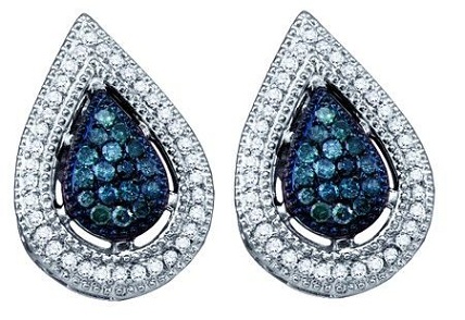 Lapų formos mėlyni deimantiniai auskarai