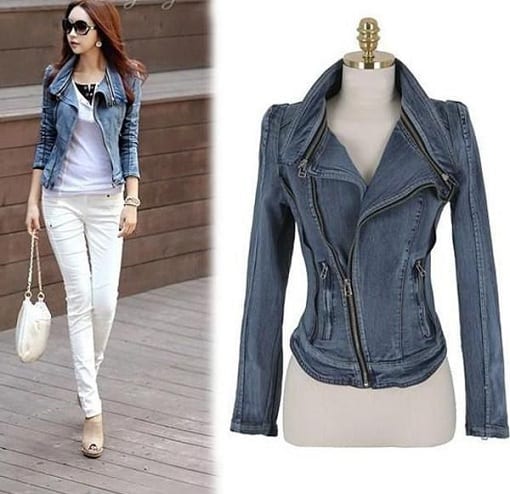 Slim Fit Denim Blazer Kadın