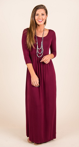 Maroon Maxi suknelė