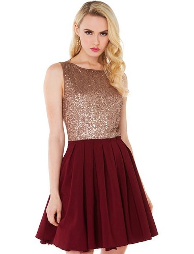 Maroon Sequin Bust balerinos suknelė