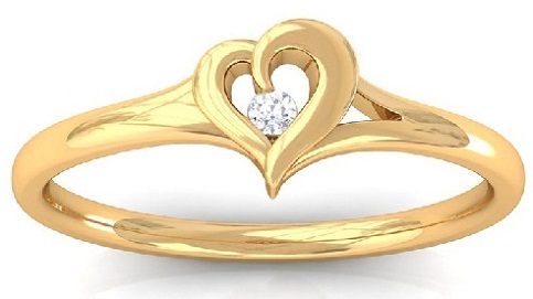 Auksinis deimantinis žiedas su širdimi moterims