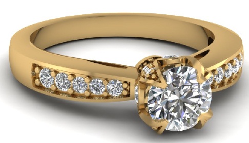Vestuvinis auksinis deimantinis žiedas moterims