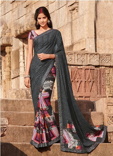 Laxmipati Georgette atspausdinta Saree 13