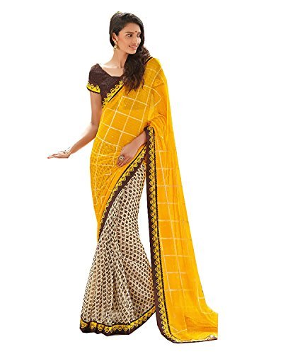 Mėgstamiausia geltona moterų „Laxmipati Saree“ 14