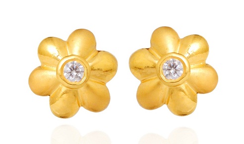Auksinių gėlių auskarų dizainas 2 g