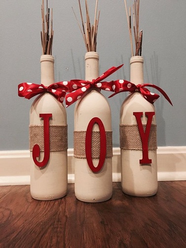 Kalėdų amatų idėjos su vyno buteliais